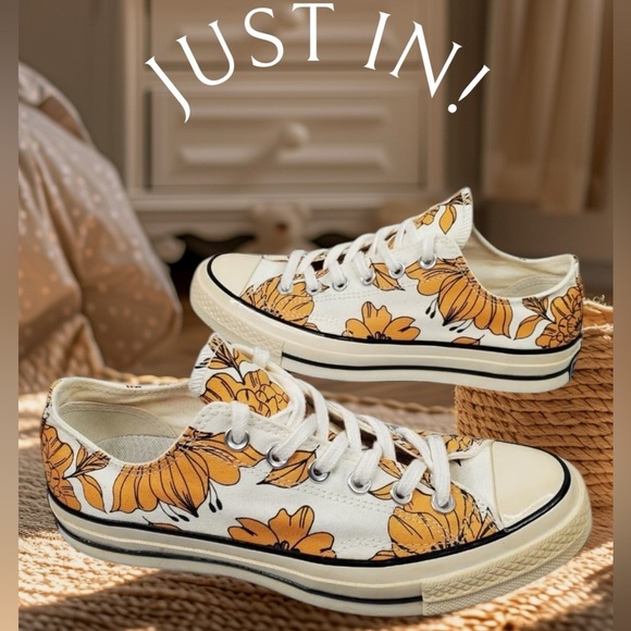 VTG RARE 70 Chuck Taylor Converse Allstar Low Floral Canvas Sneakers Size 10.5 - Picture 7 of 12